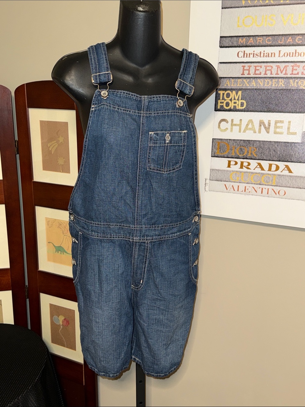 Big Star Denim Short Overalls in Dark Blue